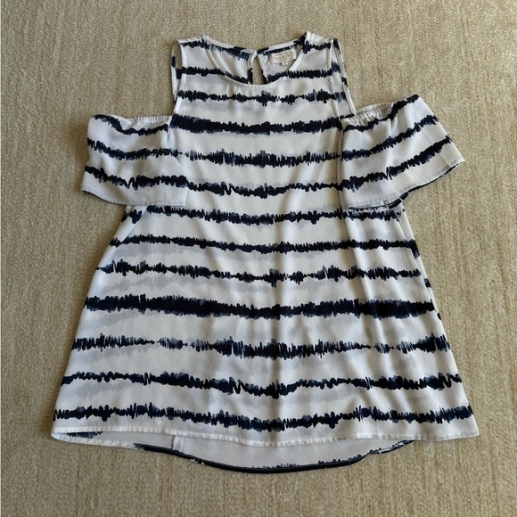 Mudpie Top Size Small Navy Blue White Striped Going Out Party Workwear Fall - Picture 1 of 9